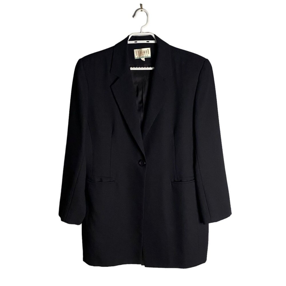 Braemar Petites by Jeremy Scott Navy Women's Single Breasted Notch Lapel Blazer